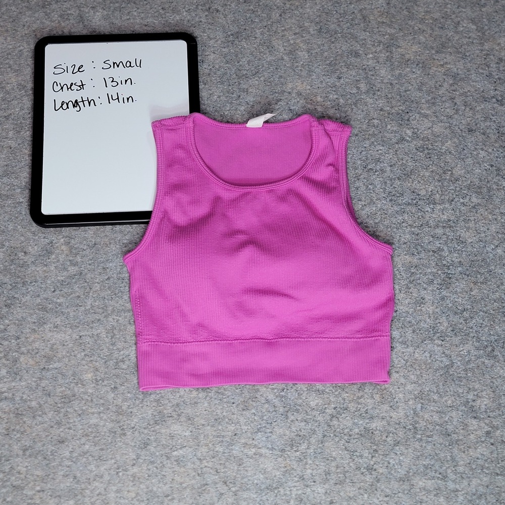 YogaLicious Ribbed Seamless Crop Top Tank Athletic Activewear Small